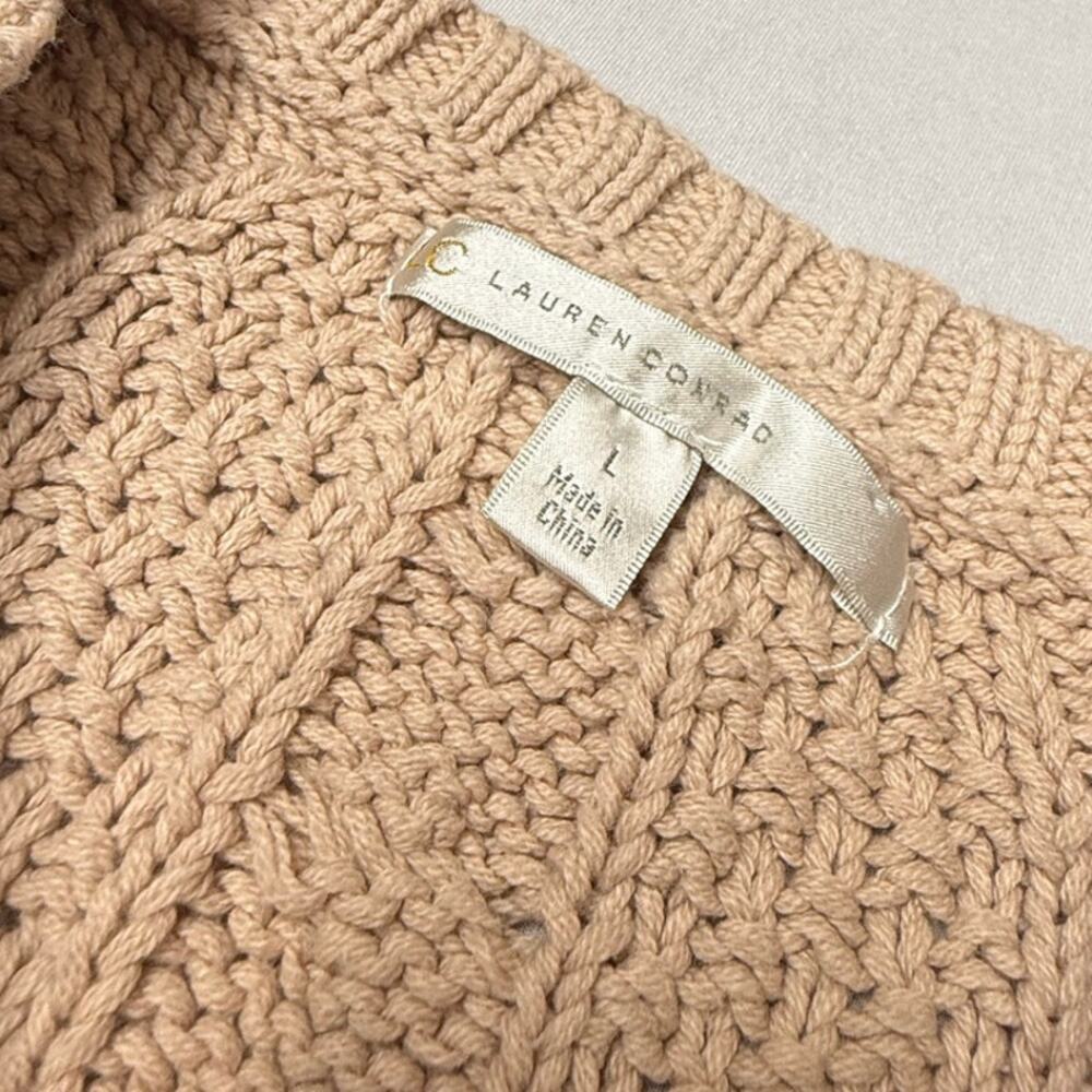 Lauren Conrad Cable Knit Sweater Floral Lace Inset Lattice Neckline Pullover - Picture 4 of 9